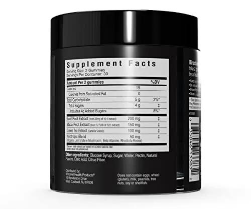 Cybergenics Pre Workout Gummies, Supports Energy Levels, Boosts Performance, Beta Alanine, Green Tea Extract, Nootropic Blend for Focus, Natural Beet Root, Blue Raspberry, 60 Gummies, 30 Servings