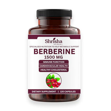 SHRISHA HERBAL Indian Berberine 1500mg - Berberine HCl 500mg Per Capsule - Support