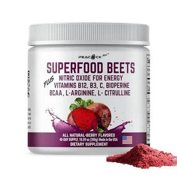 Peacock Max Superfoods Blend Immunity Support Vegan Gluten Free (Beets Nitric Oxide B12 Powder)