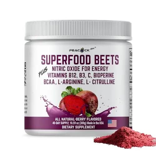 Peacock Max Superfoods Blend Immunity Support Vegan Gluten Free (Beets Nitric Oxide B12 Powder)