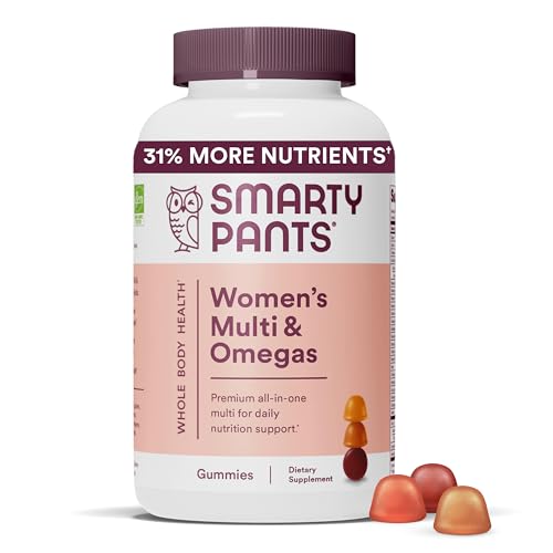 SmartyPants Women's Multivitamin Gummies: Omega 3 Fish Oil (EPA/DHA), Methylfolate