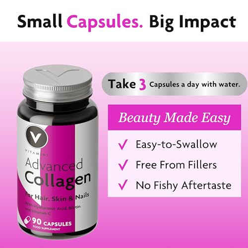 Premium Collagen Supplements for Women - High Strength Marine Collagen with Hyaluronic Acid, Biotin, Vitamin C & E V Vitamini