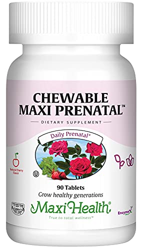 Maxi-Health Chewable Prenatal Vitamin - Over 25 Essential Vitamins and Minerals - Doctor Formulated