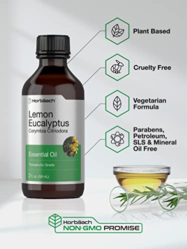 Lemon Eucalyptus Essential Oil | 2 oz | for Massage, Bath, Diffuser, DIY Projects & More Horbäach