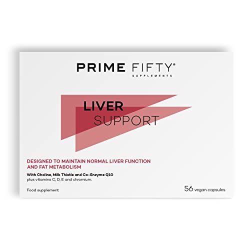 Prime Fifty Liver Support Supplements – 56 Vegan Capsules – Choline & Milk Thistle Supplements