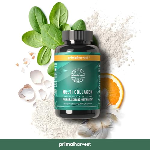 Primal Harvest Multi Collagen Pills for Women and Men (Type I, II, III, V, X) 120 Capsules Primal Harvest