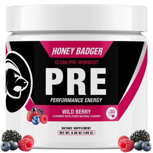 Honey Badger Pre Workout Powder, Keto Vegan Preworkout for Men & Women with Vitamin C