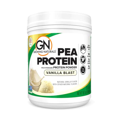 Growing Naturals | Vanilla Raw Pea Powder 15g Plant Protein | 2.8G BCAA, Low-Carb