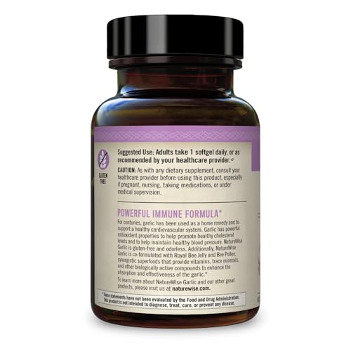 NatureWise Garlic Odorless Softgels 1500mg Support Teeth & Immune System Health NatureWise