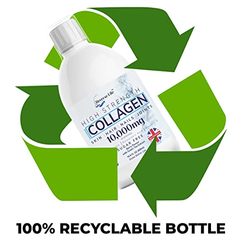 Reverse Life Marine Collagen + Green Tea Liquid Supplement Drink High-Strength 10,000mg Hydrolysed Reverse Life