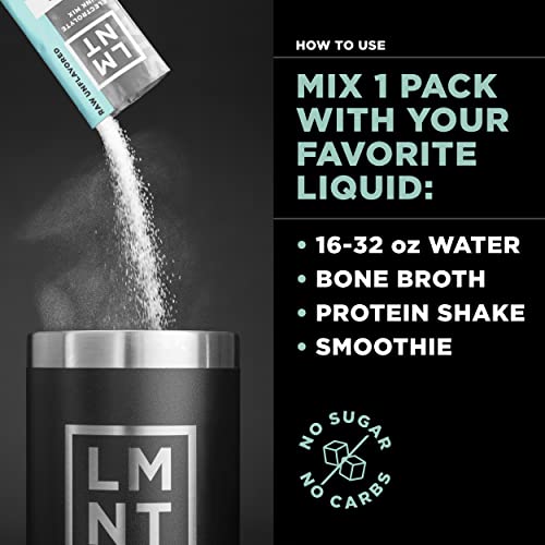 LMNT Zero-Sugar Electrolytes - Raw Unflavored Salt - Hydration Powder Packets Drink LMNT