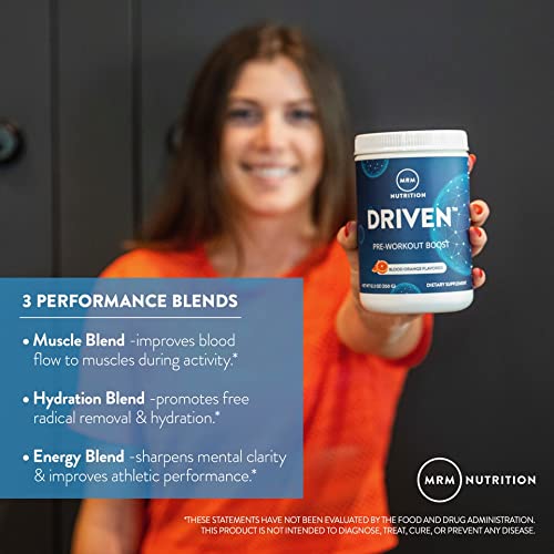 MRM Nutrition Driven Pre-Workout Powder | Mixed Berry Flavored | 125mg Caffeine | Pure MRM