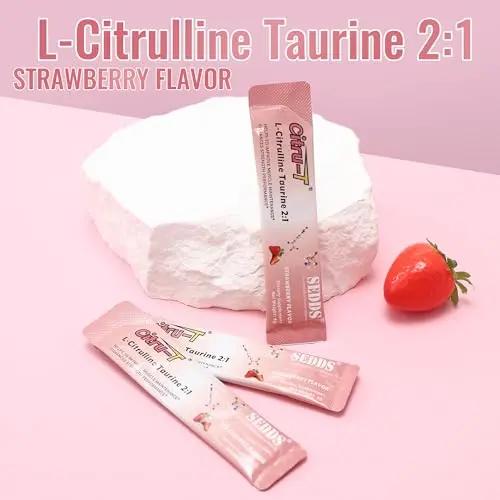SEDDS L-Citrulline Taurine 2:1, Strawberry-Flavored L Citrulline Powder Citrulline Supplements, Vegan Taurine Powder, Caffeine Free, Gluten Free, 30 Pack