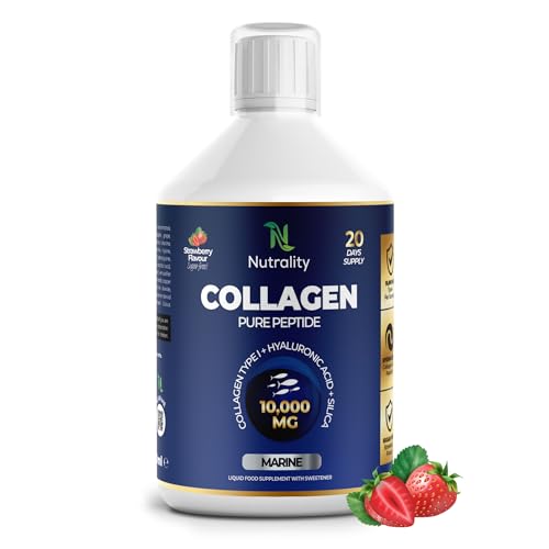 Nutrality Marine Collagen Sugar Free Liquid | Peptides, Hyaluronic Acid, Silica, Biotin, 10000mg Type 1 Nutrality