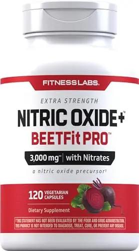 Fitness Labs Nitric Oxide Beet Root Capsules | with Nitrates | 120 Count | Nitric Oxide