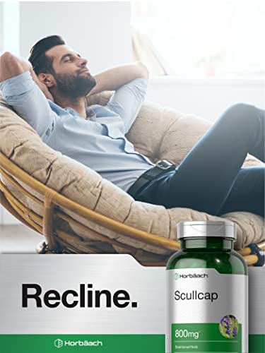 Scullcap Capsules | 800 mg | 200 Count | Max Potency, Value Size | Non-GMO and Gluten Horbäach