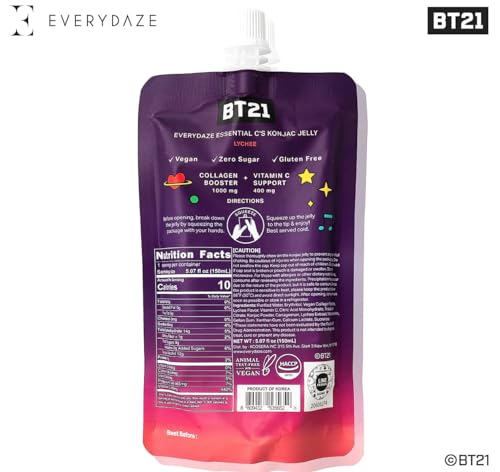 EVERYDAZE BT21 Essential C’s Collagen + Vitamin C Konjac Jelly | Vegan, 10 Calories