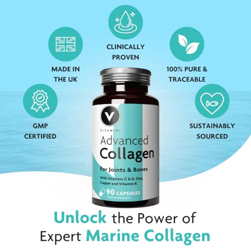 Premium Advanced Collagen Complex for Joint and Bone Health – High Strength Marine Collagen with Vitamin D3, Zinc, and Copper V Vitamini