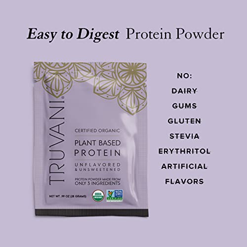 Truvani Organic Vegan Protein Powder Unflavored - 20g of Plant Based Protein, Organic Truvani