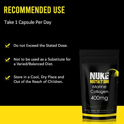 Nuke Nutrition Marine Collagen Capsules - 400mg - 60 Capsules - High Strength Collagen Nuke Nutrition