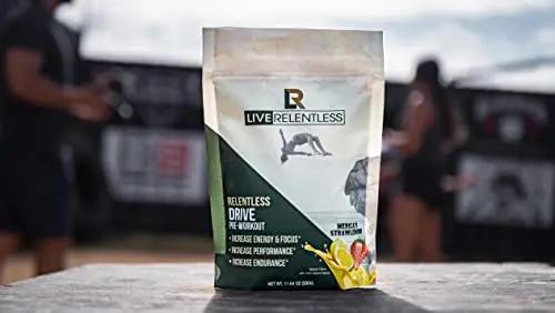 Live Relentless by Tim Kennedy, Drive Pre-Workout, Merica's Strawlemon, 30 Servings, 300mg Caffeine per 2 Scoops, Made in The USA,