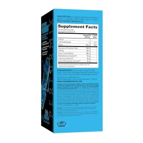 PERFORMIX Supercharged Preworkout - Sustained Energy, Endurance, and Mental Focus - Premium Muscle Supporting Oceanix and Alpha GPC for Hardcore Traning and Body Building (60 Capsules)