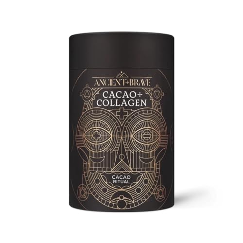 Ancient + Brave - Cacao + Collagen Powder 250g - Peruvian Raw Cacao Hot Chocolate with Grass-Fed Hydrolysed Bovine Collagen