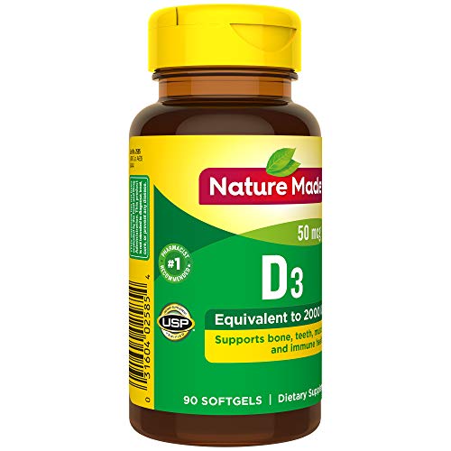 Nature Made Vitamin D3 2000 IU (50 mcg), Dietary Supplement for Bone, Teeth, Muscle Nature Made
