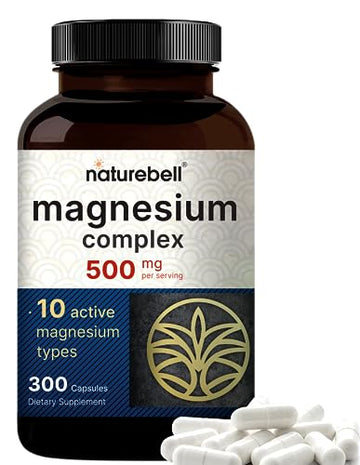 NatureBell Magnesium Complex Supplement 500mg, 300 Capsules | 10 Active Forms