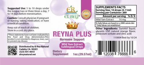 Productos Naturales El Rey Reyna Plus - Wild Yam Extract (Women´s Hormone Support) Productos Naturales El Rey