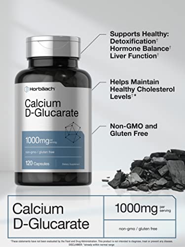 Calcium D-Glucarate 1000mg | 120 Capsules | Non-GMO, Gluten Free Supplement Horbäach