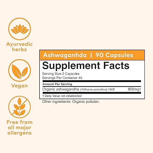 ORGANIC INDIA Ashwagandha Herbal Supplement - Vegan, Gluten-Free, Kosher ORGANIC INDIA