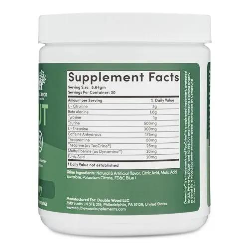 Pre Workout Powder for Men & Women (30 Servings of Caffeine, Beta Alanine, L-Citrulline Double Wood Supplements