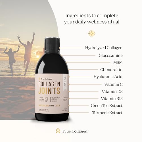 True Collagen Joint Peptides - Pack of 500ml, Berry Flavour | Dietary Supplements with Turmeric & Green Tea Extract True Collagen