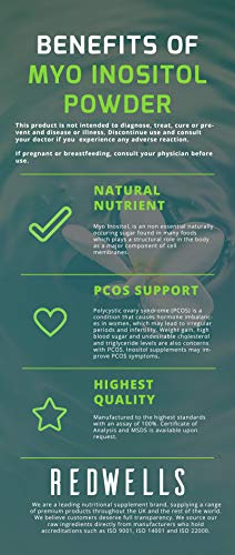 Myo Inositol Powder REDWELLS PCOS & Fertility GMO Free Vegan - 100g Pack REDWELLS