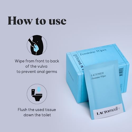 LACTOMEDI Feminine Wipes | Unscented Feminine Wipes | Individually Wrapped | pH-Balanced Feminine LACTOMEDI