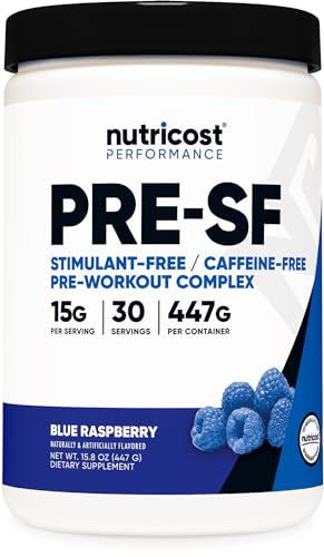Nutricost Stim-Free Pre-Workout, 30 Servings (Blue Raspberry) - Caffeine Free, Stimulant