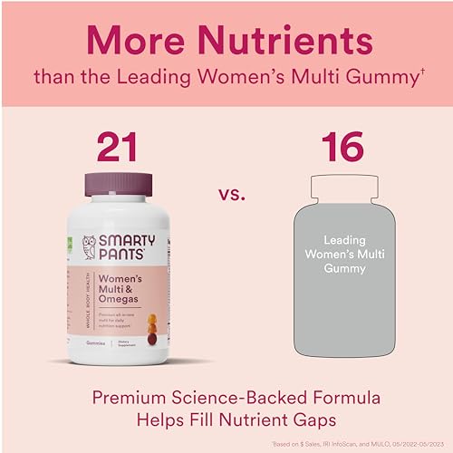 SmartyPants Women's Multivitamin Gummies: Omega 3 Fish Oil (EPA/DHA), Methylfolate SmartyPants