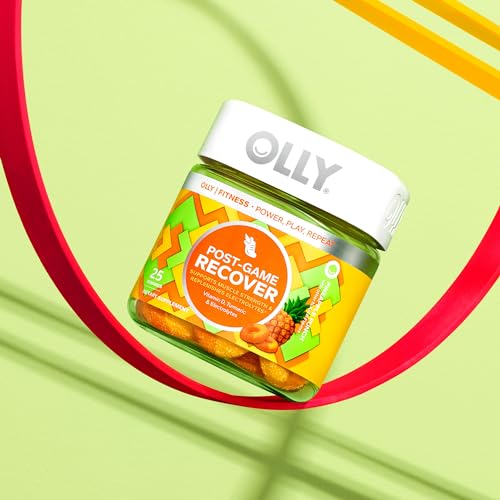 OLLY Post-Game Recover Workout Gummy Rings, Vitamin D, Turmeric, Electrolytes, Pineapple OLLY