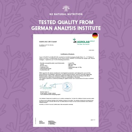 Marine Collagen with Hyaluronic Acid for Skin Care, Hair Care, Joints. Magnesium, Vitamin C. Hydrolysed Collagen Supplements N2 Natural Nutrition