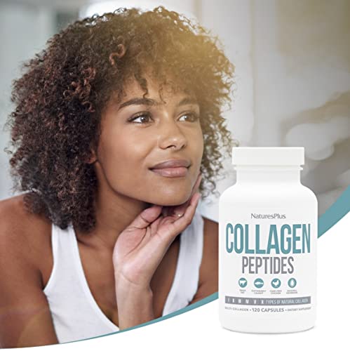 NaturesPlus Collagen Peptides Capsules - Premium Hydrolysed Collagen Supplement Type I, II, III, IV, V and X - Non-GMO, Gluten Free - 90 Capsules Nature's Plus