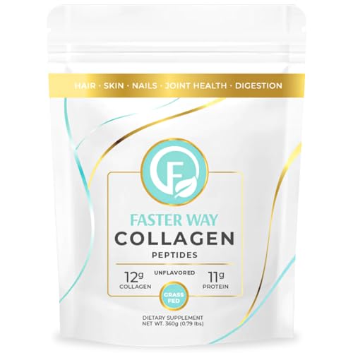 FASTer Way to Fat Loss, Unflavored, 360g Grass-Fed Beef Collagen Peptides for Skin