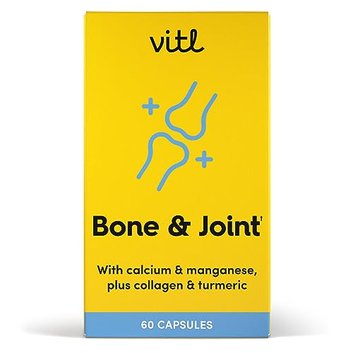 Vitl Bone & Joint Supplement - 60 Capsules - with Calcium, Manganese, Hydrolysed Type II Collagen & Turmeric - Maintenance for Joints, Bones