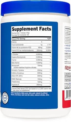Nutricost Pre-C Pre-Workout Complex with Creatine (Fruit Punch | 30 Servings) Powder - Boost Fintess Routines, 453g