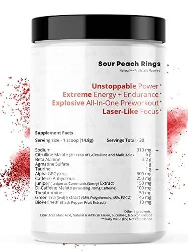 F'ing Workout - Explosive Pre-Workout Supplement (Sour Peach Rings)