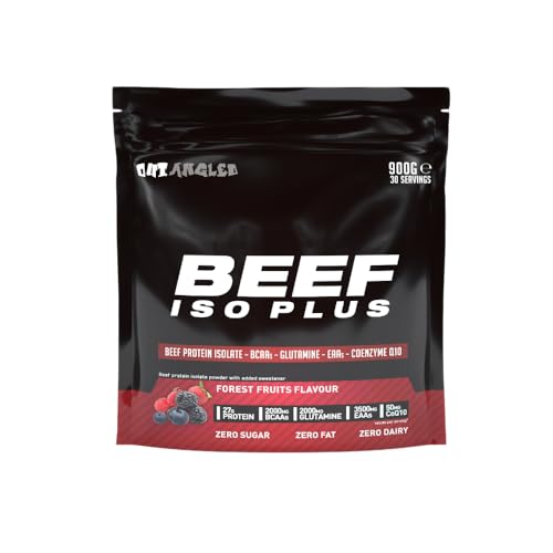 OUT ANGLED Beef Iso Plus, Beef Protein Isolate Powder, High Protein with Natural BCAAs, Zero Fat and Sugar