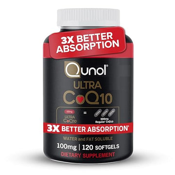 Qunol CoQ10 100mg Softgels, Ultra CoQ10 100mg, 3x Better Absorption, Antioxidant