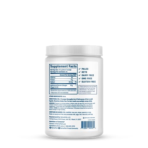 NativePath Collagen Peptides Protein - Hydrolyzed Type 1 & 3 Collagen Powder for Skin NativePath