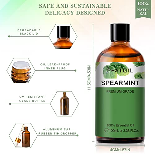 PHATOIL Spearmint Essential Oil 100ML, Pure Premium Grade Spearmint Essential Oils PHATOIL