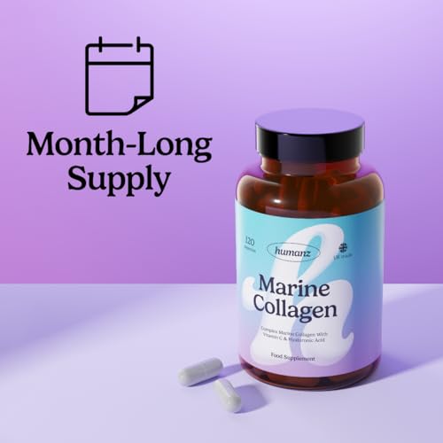 Humanz Collagen Capsules - Marine Collagen with Vitamin C - Collagen Supplements for Women & Men Humanz